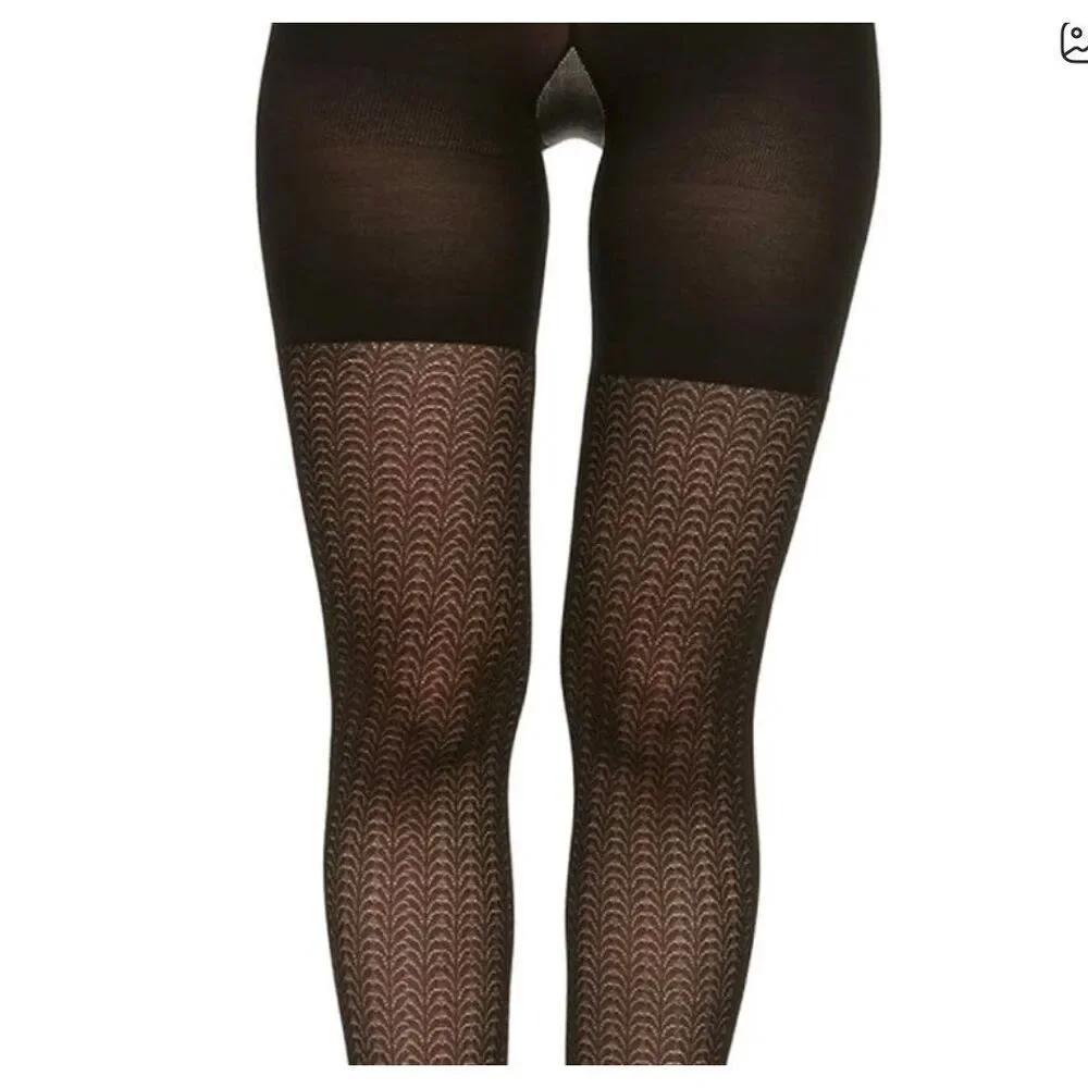 Assets by Sara Blakely Spanx Textured Wishbone Shaping Tights Black Size 2 New